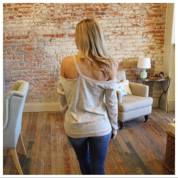 Heather Gray One Strap Off the shoulder tunic - Picture 2 of 3